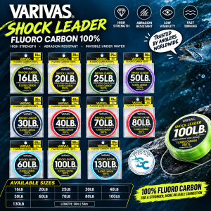 Varivas Shock Leader Fluorocarbon 16lb 20lb 25lb 30lb 40lb 50lb 60lb 80lb 100lb 130lb GoodCatch Fishing Buddy