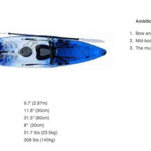 Pioneer Ambition Single Seater Fishing Kayak with 1pc paddle (To be updated)