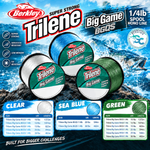 Berkley Trilene Big Game BGQS 1/4lb Spool Mono Line SEA BLUE / CLEAR Monofilament Fishing Line