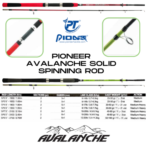 Pioneer Avalanche Solid FG Spinning Rod 6ft 7ft 8ft GoodCatch Fishing Buddy