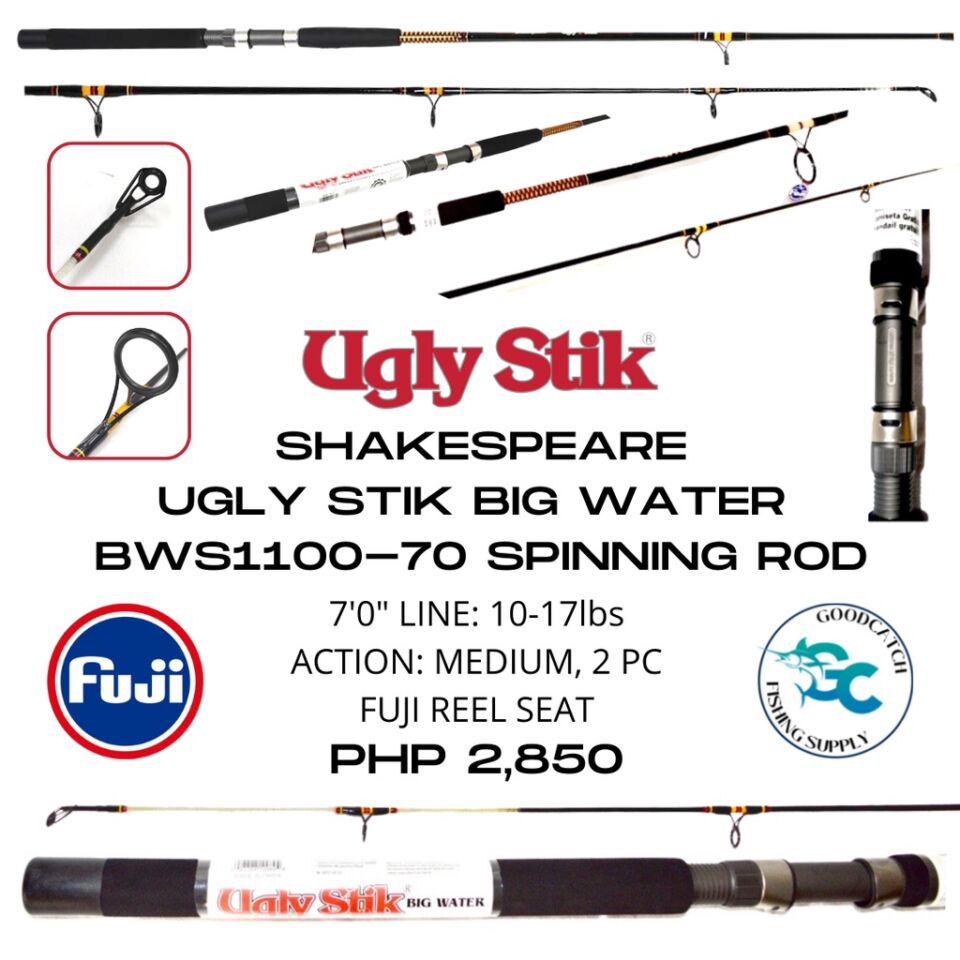 Shakespeare 9' Ugly Stik Surf Rod BWS 1100, 2 Pc., Med Heavy Action,  12-40lb EUC