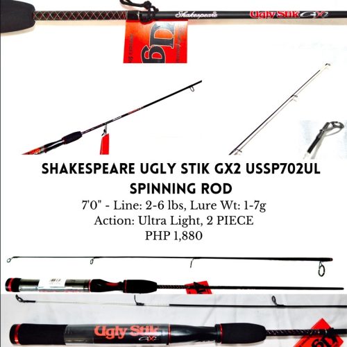 Shakespeare Ugly Stik GX2 USSP702UL (2-6lbs) 1-7g 2pc Spinning Fishing Rod GoodCatch Fishing Buddy