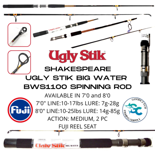 Ugly Stik Bigwater Spinning Rod Saltwater BWS 1100 7’0 ft / 8’0 ft GoodCatch Fishing Buddy