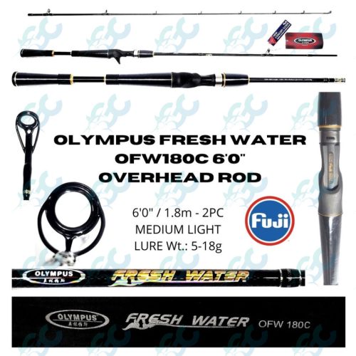 Olympus Fresh Water OFW180C 6’0” Overhead Rod Length 1.80m 2pc ML 5-18g Goodcatch Fishing Buddy