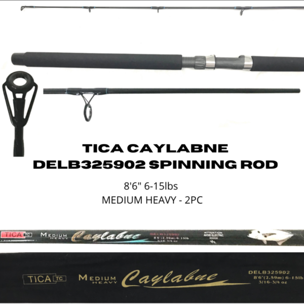 Tica Caylabne DELB325902 Rod 8’6″ MH 6-15lbs 5-22g 2pc Spinning Rod