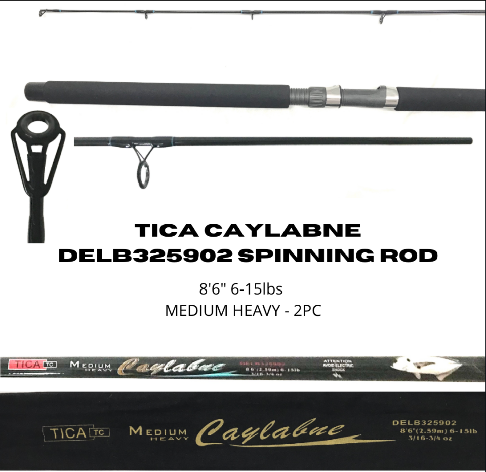 Tica Caylabne DELB325902 Rod 8’6″ MH 6-15lbs 5-22g 2pc Spinning Rod
