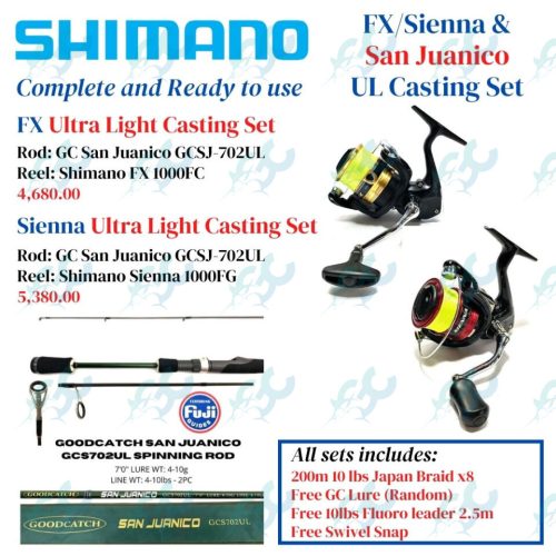Shimano FX / Sienna and San Juanico Ultra Light Casting Combo Set Fishing Buddy GoodCatch