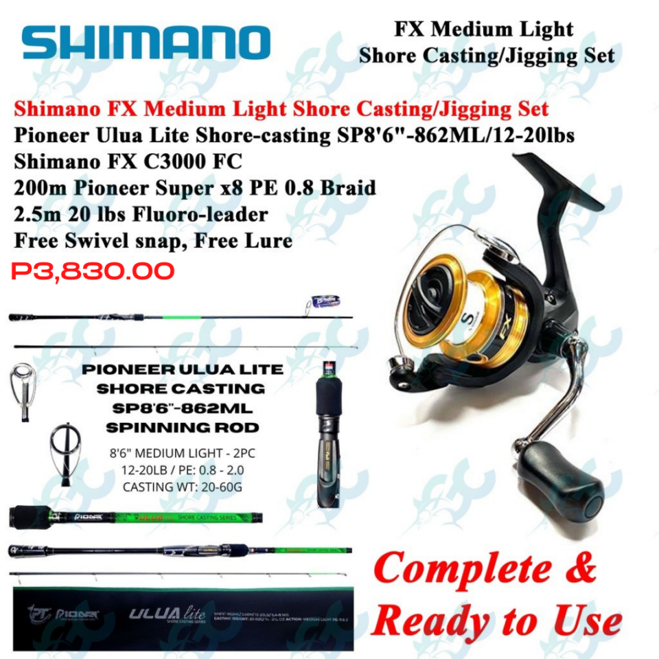 Shimano FX / ULUA LITE Light Medium Light Shore Casting/Jigging Combo Set  Fishing Buddy GoodCatch