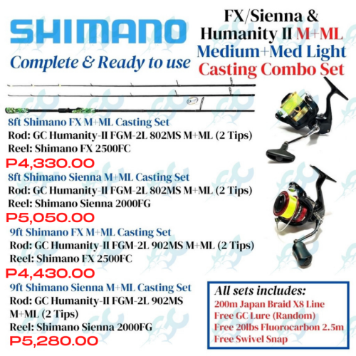 Shimano FX / Sienna Medium+Medium Light Casting Combo Set Fishing Buddy GoodCatch