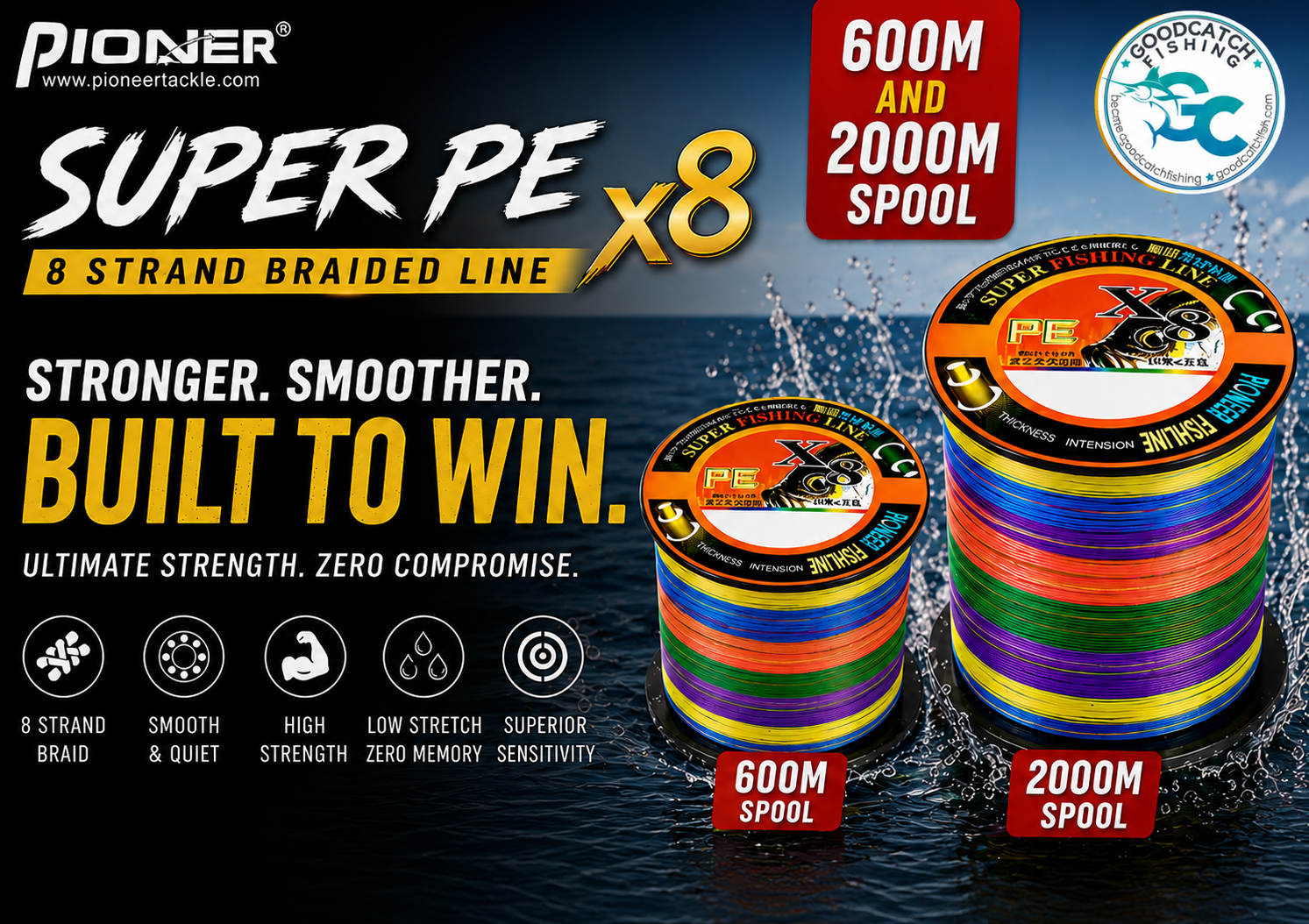 Pioneer Super PE X8 600m Braided Fishing Line Fishing Buddy GoodCatch Fishing
