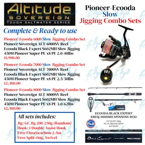Pioneer Altitude and Ecooda Black Expert Slow Spin Jigging Combo Set Fishing Buddy GoodCatch