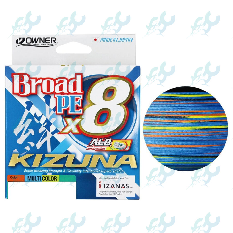 Owner Kizuna x8 Broad PE 300yds Super Chartreuse Braid Fishing Line -  Choose Lb