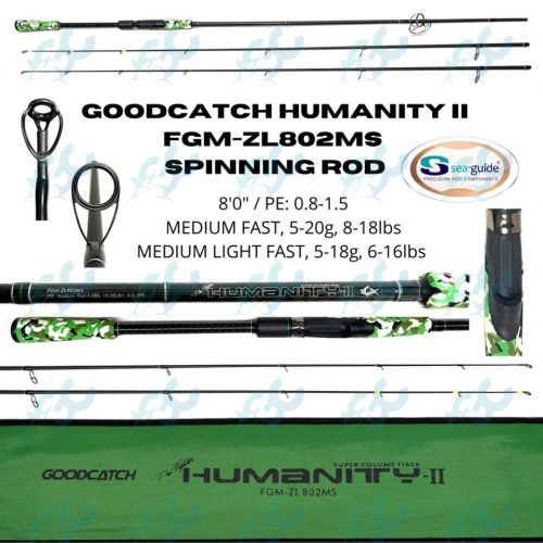 (10pcs) Goodcatch Humanity II 802MS Medium + Medium Light Spinning Casting Rod Fishing Buddy