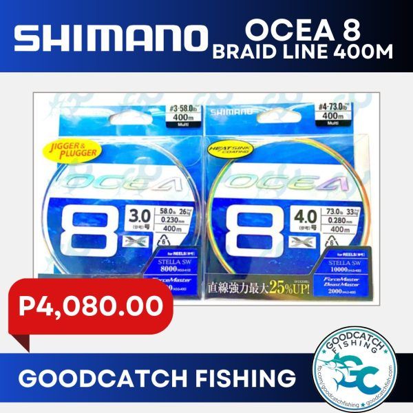 Shimano Ocea 8 PE 3.0 / PE 4.0 400m x8 Japan Braided Line GoodCatch Fishing Buddy