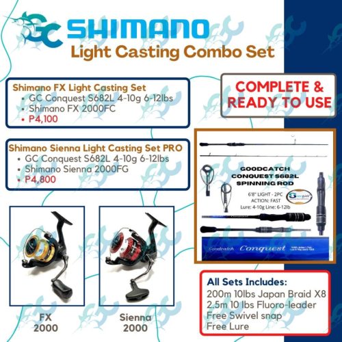 GC SHIMANO FX / Sienna & Conquest LIGHT CASTING COMBO SET GoodCatch Fishing Buddy