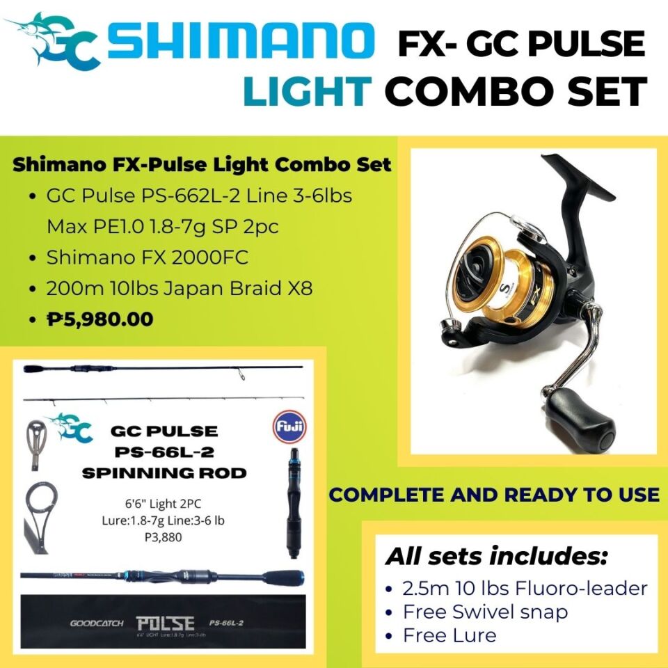 Shimano FX – GC Pulse Light / Medium Light / Medium Heavy Spinning Combo Set Goodcatch Fishing Buddy