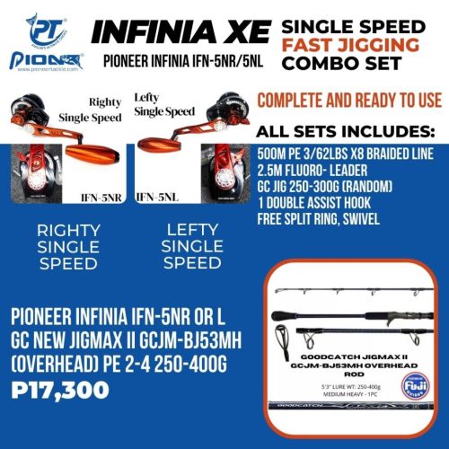 Pioneer Infinia XE Single-Speed / 2-speed + Jigmax II FAST Jigging Combo Set