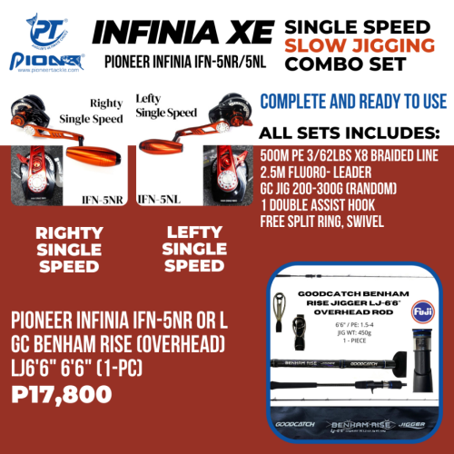 Pioneer Infinia XE Single Speed and 2-Speed + Benham Rise 1-pc Slow Jigging Combo Set
