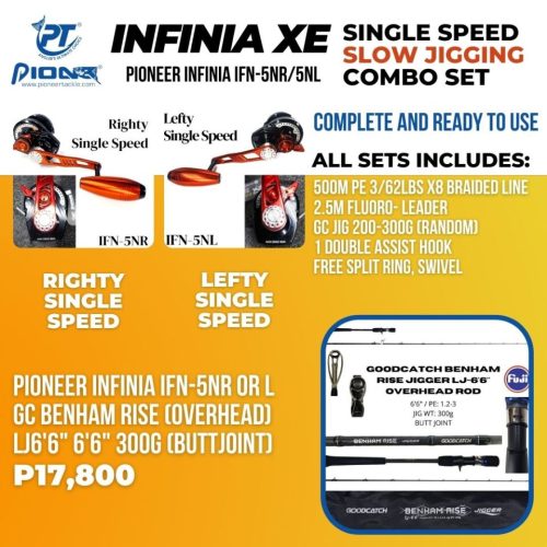 Pioneer Infinia XE Single Speed and 2-Speed + Benham Rise Buttjoint Slow Jigging Combo Set