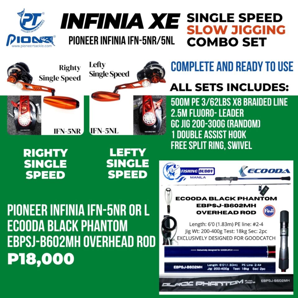 Pioneer Infinia XE and Ecooda Black Phantom Buttjoint Slow Jigging Combo Set Goodcatch Fishing Buddy