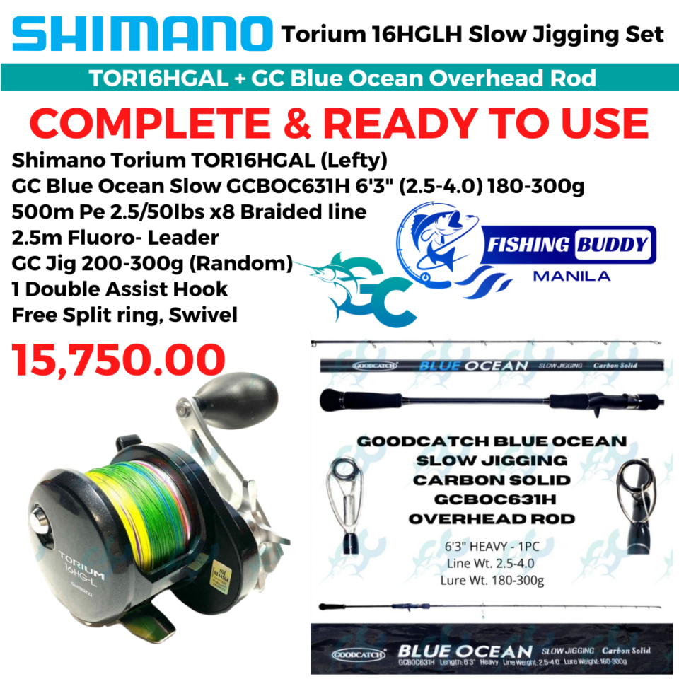 Shimano Torium 2000HG 2000PG 16HG and GC BLUE OCEAN 1PC SLOW JIGGING Combo Set Goodcatch Fish