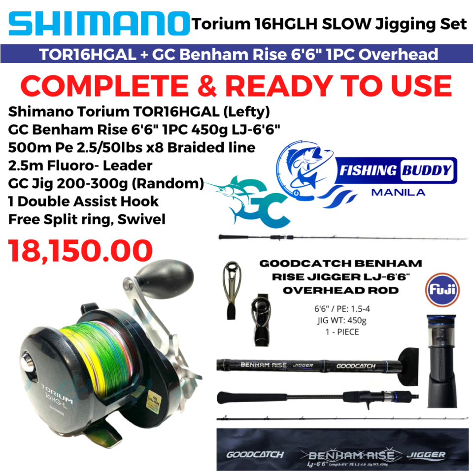 Shimano Torium 2000HG 2000PG 16HG and GC Benham Rise 1PC SLOW JIGGING Combo Set Goodcatch Fish