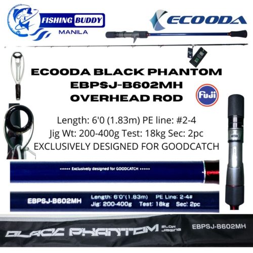 ECOODA BLACK PHANTOM EBPSJ-B602MH OVERHEAD ROD SPINNING ROD