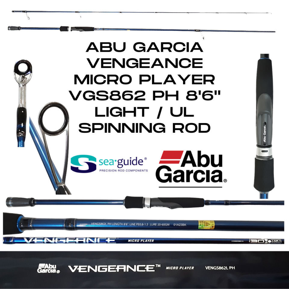 Abu Garcia Vengeance Spinning VengS862UL ULTRA LIGHT / VengS862L LIGHT Spinning Fishing Rod FT