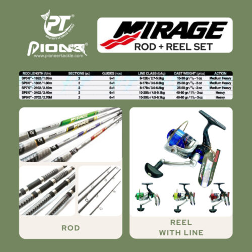 PIONEER MIRAGE ROD AND REEL COMBO SET Beginners’ Value For Money Budget Combo Set