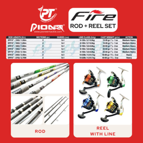 PIONEER FIRE ROD AND REEL COMBO SET Beginners’ Value For Money Budget Combo Set