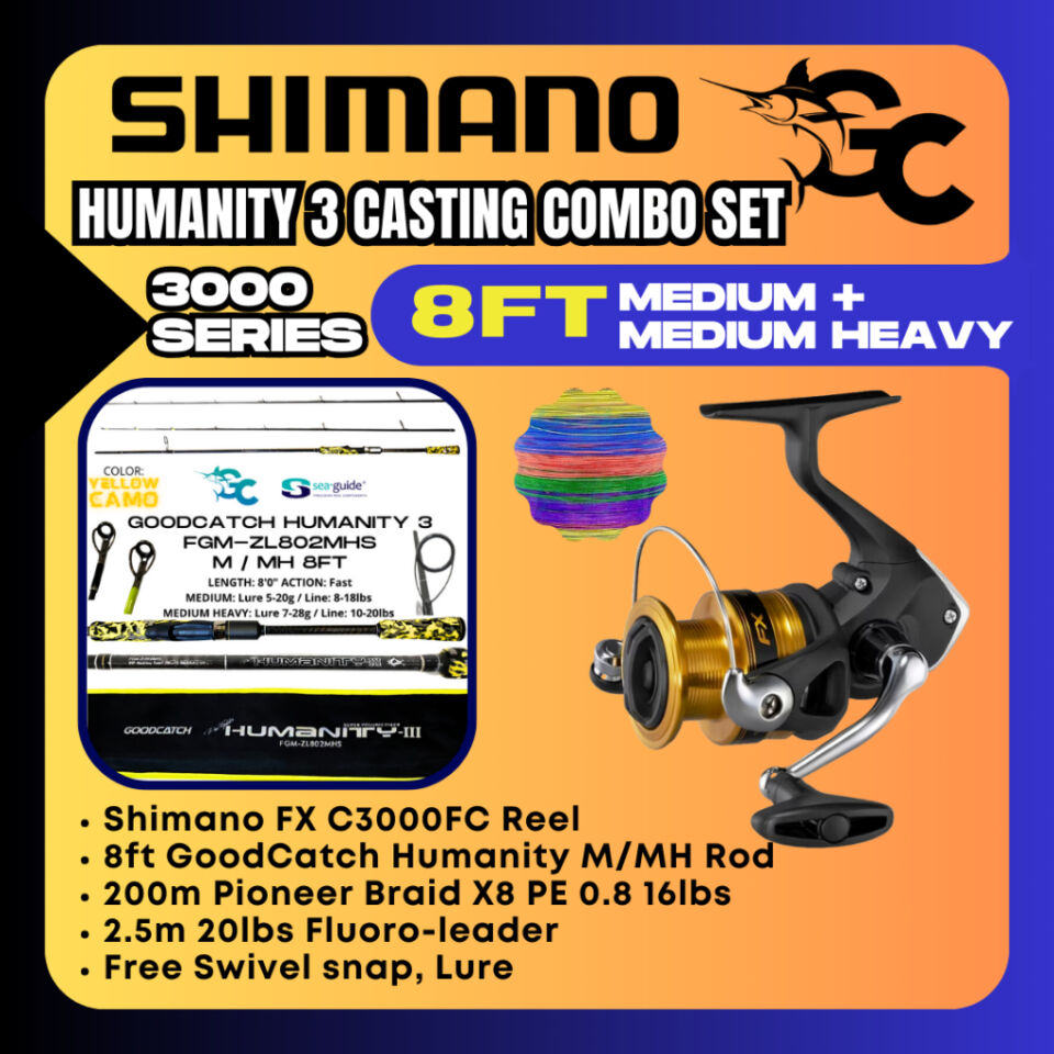 8ft M/MH GoodCatch GC Humanity 3 Rod and Shimano FX or Sienna Medium Heavy  Fishing Casting Combo Set