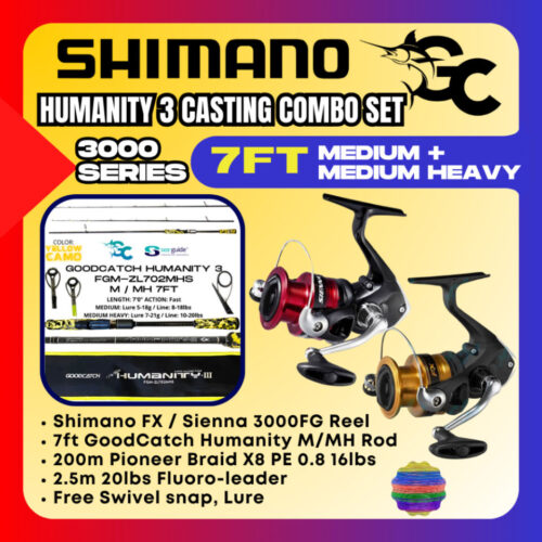 7ft M/MH GoodCatch GC Humanity 3 Rod and Shimano FX or Sienna Medium Heavy Fishing Casting Combo Set
