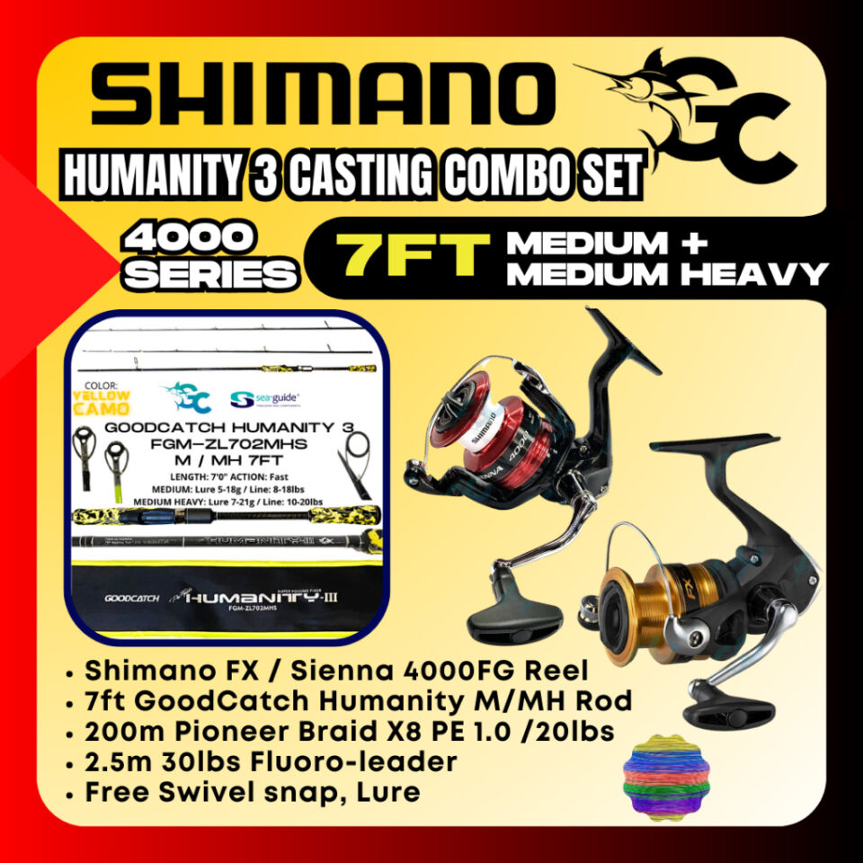 7ft M/MH GoodCatch GC Humanity 3 Rod and Shimano FX or Sienna Medium Heavy  Fishing Casting Combo Set