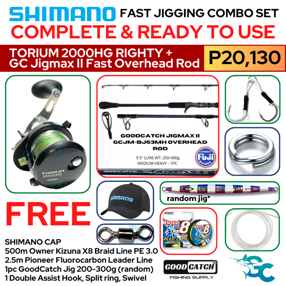 PROMO FREE LINE Shimano Torium 2000HG 16HG 20HG and GC JIGMAX 2 1PC FAST JIGGING Combo Set