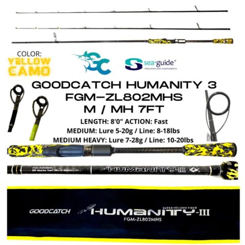 NEW GC Humanity 3 III FGM-ZL802MHS YELLOW M / MH Medium / Medium Heavy 8FT Spinning Fishing Rod