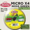 Berkley MICRO BRAID x4 MOSS GREEN 200m-500m CONNECTED BMBx4-0.6 Lb Fishing Braid Line FT