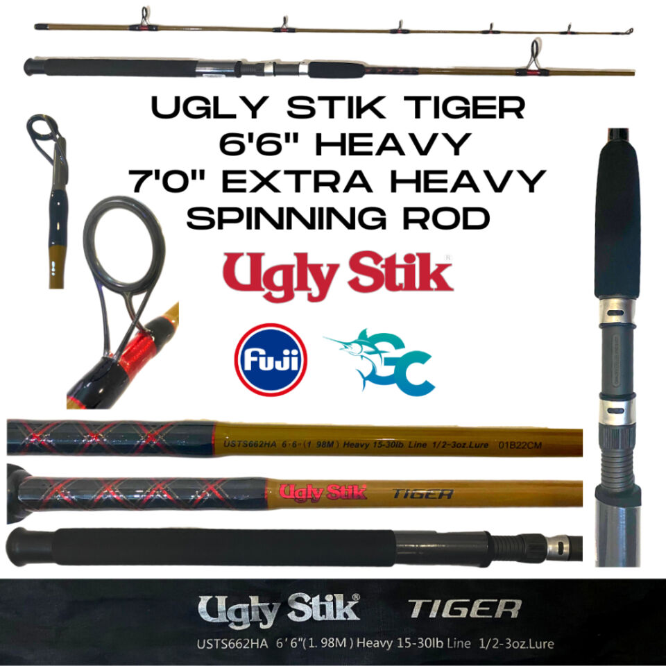 Shakespeare Ugly Stik Tiger Spinning Fishing Rod Heavy 6ft 6 in / Extra Heavy Action 7ft