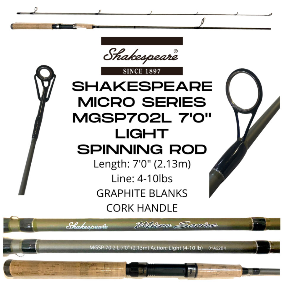 Shakespeare Micro Series MGSP702L 7’0″ Light Action Spinning Fishing Rod