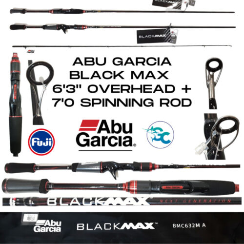 ABU GARCIA BLACK MAX NEXT GENERATION MEDIUM ACTION 7ft Spinning / 6ft 3in Overhead Baitcasting Rod