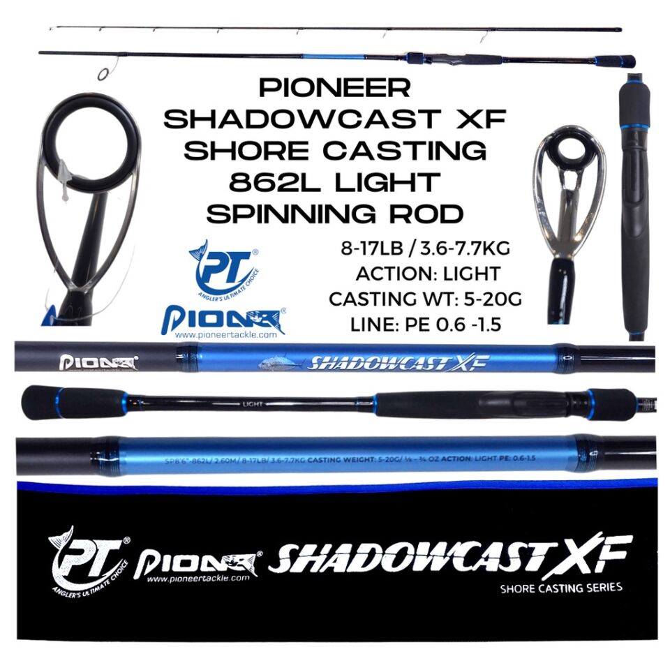Pioneer LIGHT ShadowCast XF 8ft 6in Shore Casting Series 862L Shadow Cast Fishing Spinning Rod