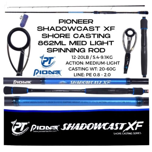 Pioneer MED LIGHT ShadowCast XF 8ft 6in Shore Casting Series 862ML Shadow Cast Fishing Spinning Rod