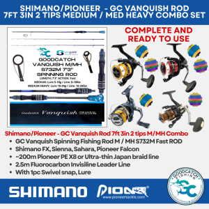 7ft 3in M/MH GoodCatch GC Vanquish Rod + Shimano FX or Sienna Medium Heavy Fishing Casting Combo Set