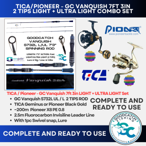 SHIMANO TICA PIONEER REEL + GOODCATCH GC VANQUISH ROD 7'3 2 TIPS LIGHT ULTRA LIGHT Casting Set