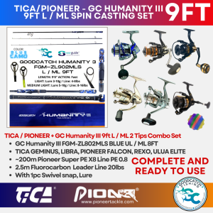 GOODCATCH GC HUMANITY 3 9ft + SHIMANO TICA PIONEER 2 TIPS L / ML SPINNING COMBO ROD AND REEL SET