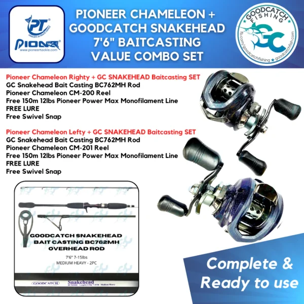 PIONEER Chameleon + GoodCatch Baitcasting VALUE COMBO SET Ready to use