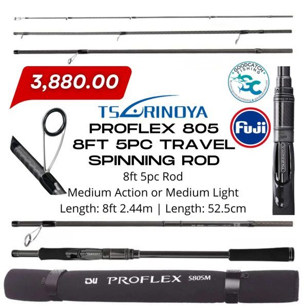 Tsurinoya Proflex S805 8ft Spinning Travel Rod 5pc Medium or Medium Light GoodCatch Fishing