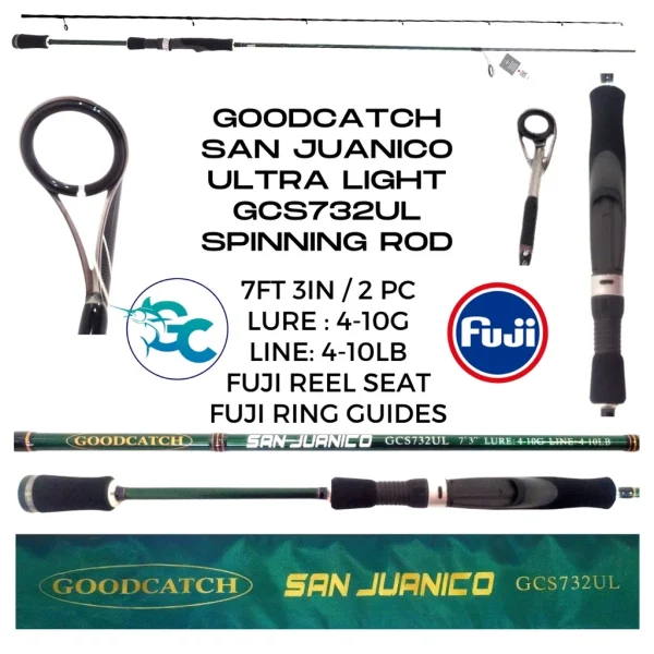 NEW GoodCatch San Juanico GCSJ-732UL Spinning Rod ULTRA LIGHT 7ft 3in