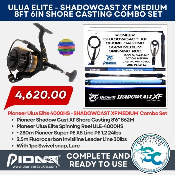 Pioneer Ulua Elite 4000HS – SHADOWCAST XF MEDIUM ACTION Shore Casting Set GoodCatch Fishing