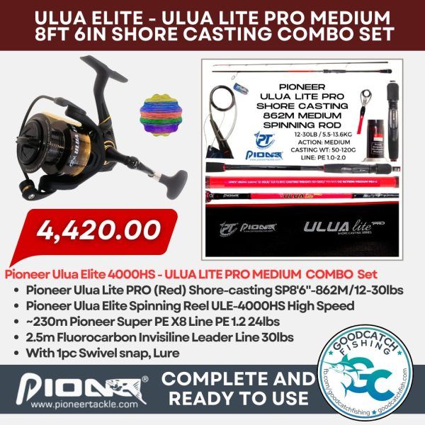 Pioneer Ulua Elite 4000HS – ULUA LITE PRO MEDIUM ACTION Shore Casting Set GoodCatch Fishing