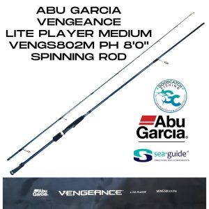 Abu Garcia Vengeance Lite Player Spinning VengS802M MEDIUM ACTION 8ft Spinning Fishing Rod - Image 3